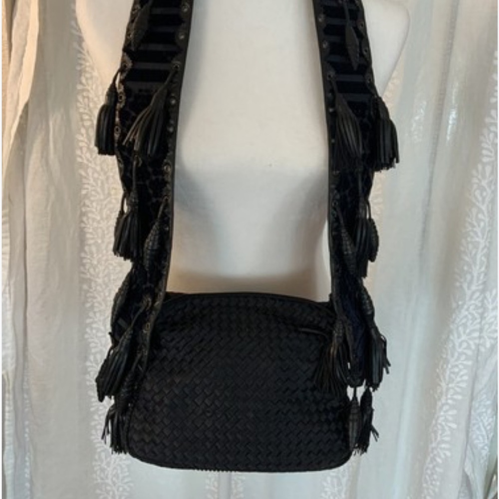 Bottega Veneta Black Woven Crossbody Bag